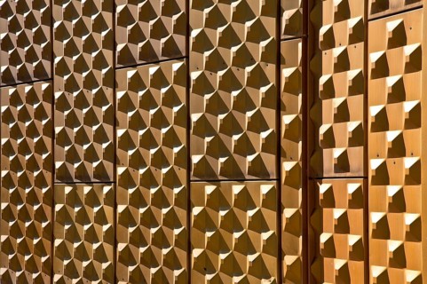 Chamber Music Hall of the Philharmonie 1984-87 by Edgar Wisniewski, close-up of the metal panelling
