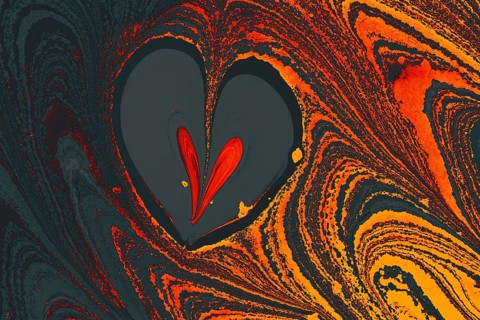 Beautiful abstract art of Ebru marbling painting techniques on water with paints