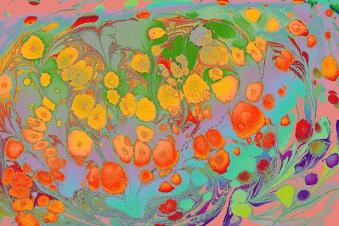 Beautiful abstract art of Ebru marbling painting techniques on water with acrylic paints