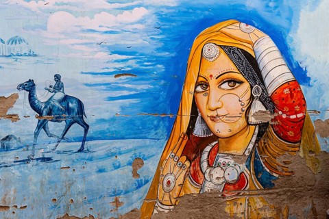 Street-Art in den Straßen der Altstadt von Jodhpur, Rajasthan, Indien