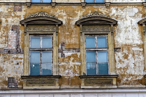 Facade of a building in Poland that still needs to be built