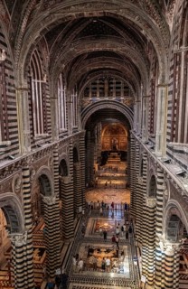 SIENA, ITALY, SEPTEMBER 23, 2023, View to the nave of the Siena cathedral, seen from the upper