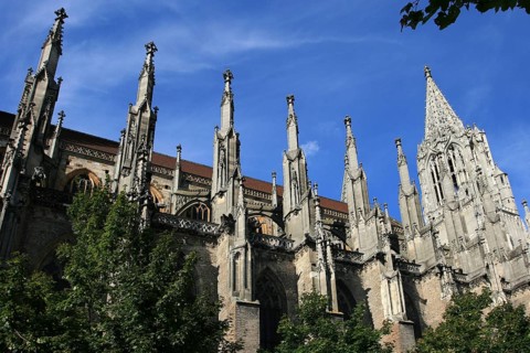 Ulm Minster in Gothic style, highest church tower in the world, Ulm, Baden-Württemberg, Germany