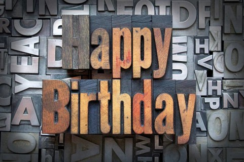 Happy Birthday written in vintage letterpress type