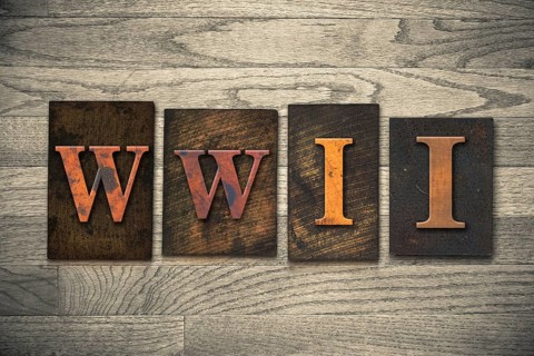 The word WWII written in vintage wooden letterpress type