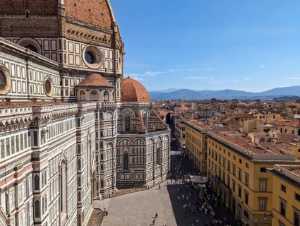 Aerial view of the cathedral Santa Maria del Fiore in Florence, Italy