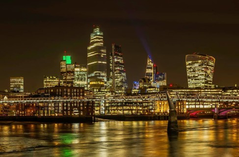 The City of London seen from the South Bank of the River Thames