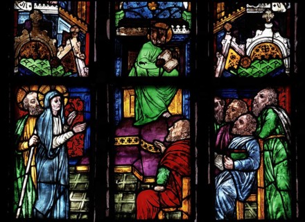 Stained glass window, detail, St, Saint, Saint
