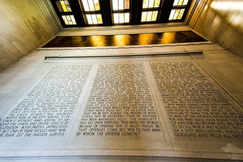 Mural of the Lincoln Memorial, the Lincoln Memorial. Shooting Location: Washington, DC