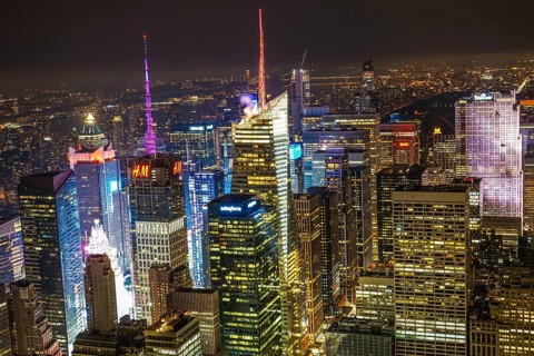 Night view from the Empire State Building. Shooting Location: New York, Manhattan