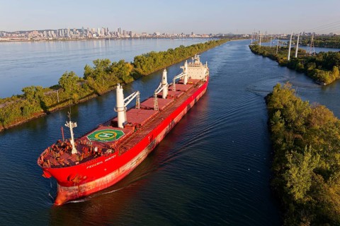 Cargo ship on the Saint Lawrence Seaway, Montreal, Province of Quebec, Canada