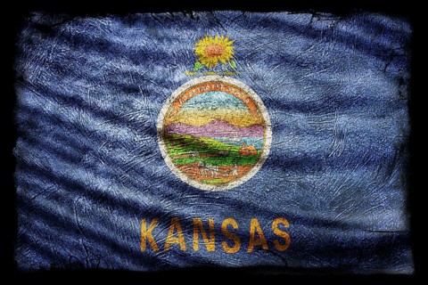 Kansas Flag, Grunge Texture Background