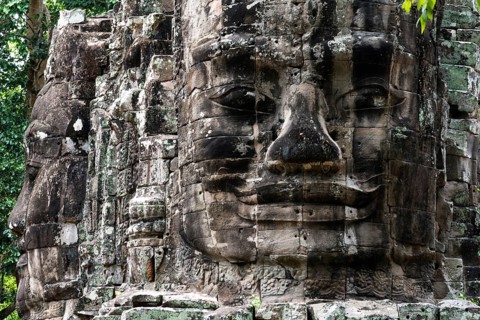 Buddhist gatekeepers, mystical, enchanted, close-ups, Khmer Kingdom, Theravada Buddhism, Unesco