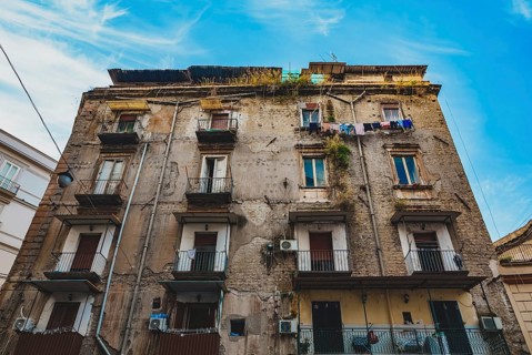 Typical street with houses in Italy