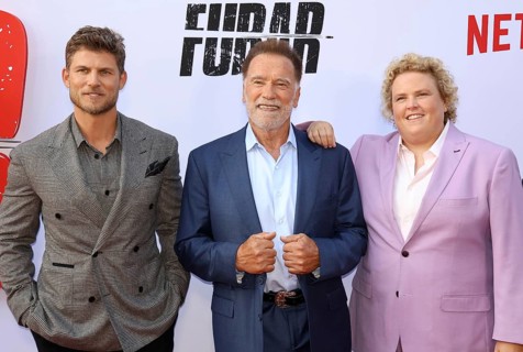 Travis Van Winkle, Fortune Feimster and Arnold Schwarzenegger at Netflix's 'Fubar' Season 2