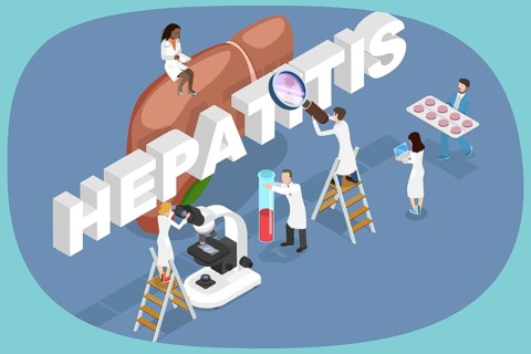 3D Isometric Flat Illustration of Hepatitis, Liver Disease, Healthcare and Treatment