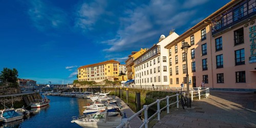 Llanes Harbour, City View, Street Scene, Asturias Green Coast, Llanes, Asturias, Spain