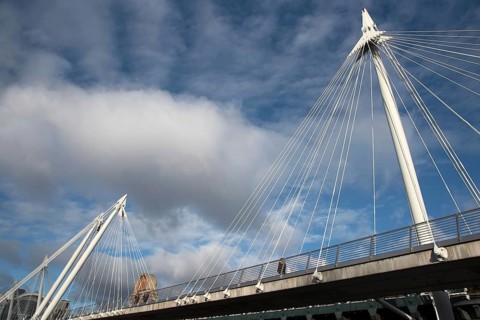The famous historic Hungerford suspension Bridge crossing the river Thames in London city, United