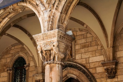 Facade of the famous Rector's Palace in downtown Dubrovnik, Croatia