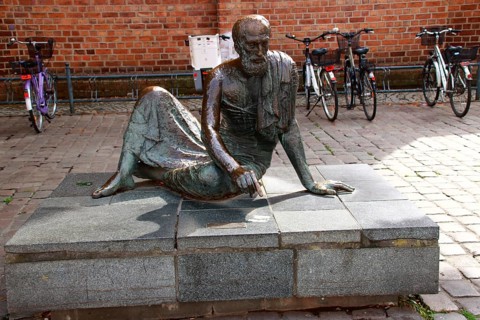 Archimedes statue on the market square in Güstrow