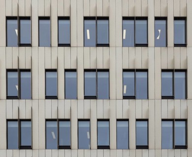 Schaerbeek, Brussels, Belgium, 03 16 2018: Abstract glass and steel structure of the Docks Bruksel