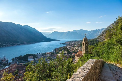 Beautiful sunset in Kotor bay at summer