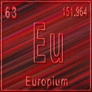 Europium chemical element, Sign with atomic number and atomic weight, Periodic Table Element