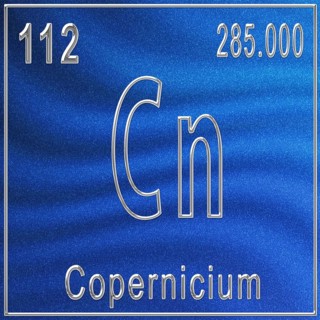 Copernicium chemical element, Sign with atomic number and atomic weight, Periodic Table Element