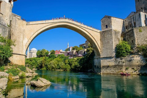 Mostar Bridge, an Ottoman bridge in Mostar, Bosnia and Herzegovina