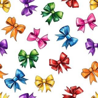 Multicolored hair bows seamless pattern on white background