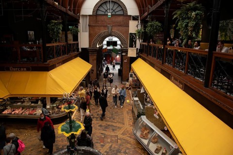 Cork, Ireland, September 3 2021: Interior view of the English food and groceries market landmark in