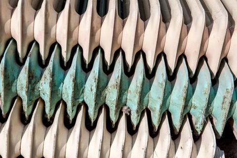 Old cast iron household radiators