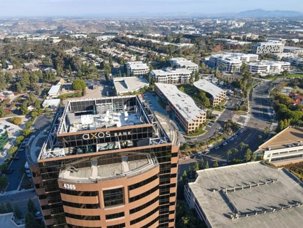 Aerial view of business office building in University City large residential and commercial