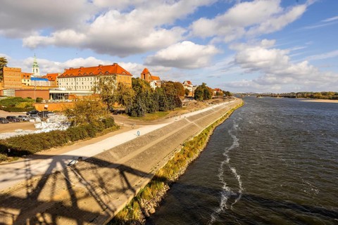 Beautiful view of Vistula River, by the coast of Torun, Poland