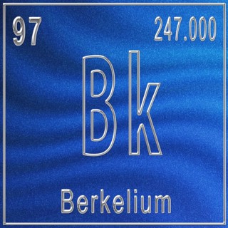 Berkelium chemical element, Sign with atomic number and atomic weight, Periodic Table Element