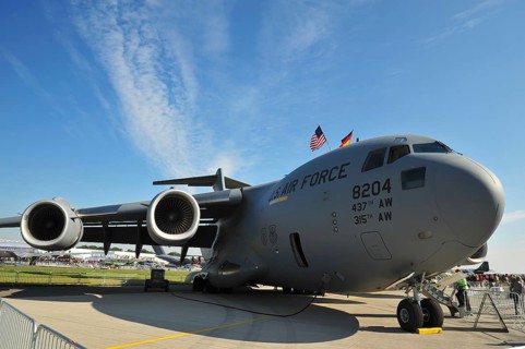 C-17A Globemaster III military cargo aircraft at the ILA Berlin-Brandenburg