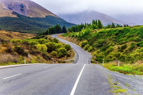 Picturesque road along the Pacific coast to Pancake Rock. West Coast of the South Island of New