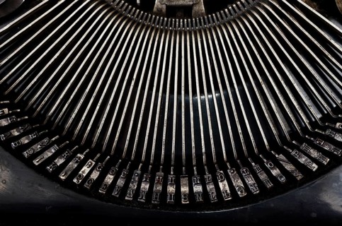 Part of vintage portable typewriter with Cyrillic letters