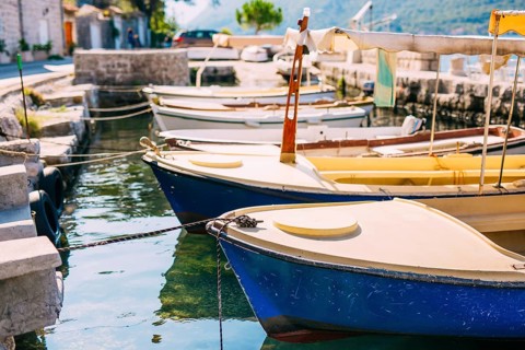 Yachts and boats in the Adriatic Sea, in Montenegro