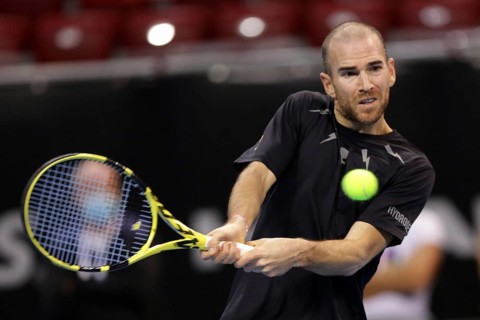Sofia, Bulgaria - 12 November, 2020: France's Adrian Mannarino in action during his quarter-final