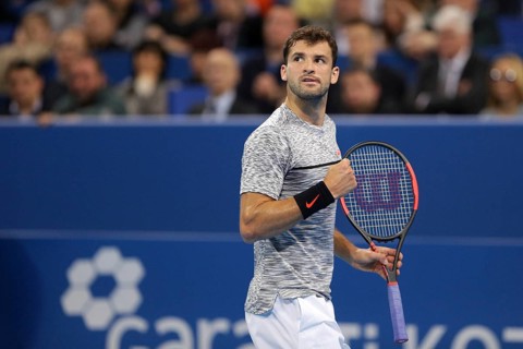 Sofia, Bulgaria - February 12, 2017: Grigor Dimitrov (pictured) from Bulgaria plays against David