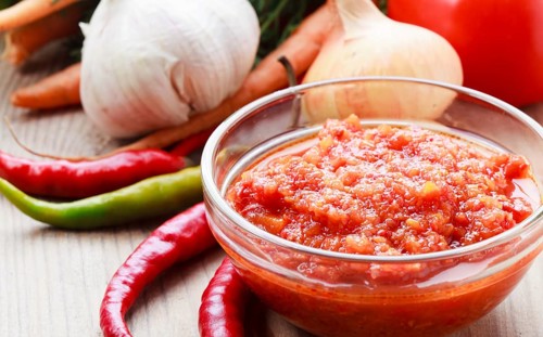 Red hot chilli pepper and ingridients for sause