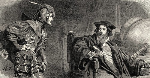 Study, Faust and Mephistopheles, first part of the tragic play Faust by Johann Wolfgang von Goethe