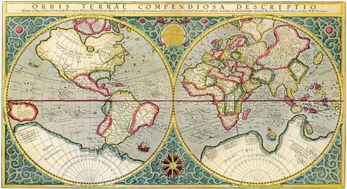 Facsimlile of World map by Gerardus Mercator or Gerard de Kremer, 1512-1594, cartographer,