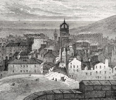View of Edinburgh from the King's Bastion in 1825, Scotland, United Kingdom