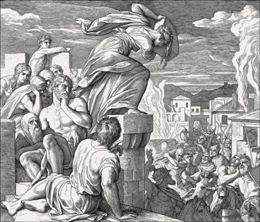 Battle of Thebaz, Death of Abimelech, Old Testament, by Julius Schnorr von Carolsfeld, 1860