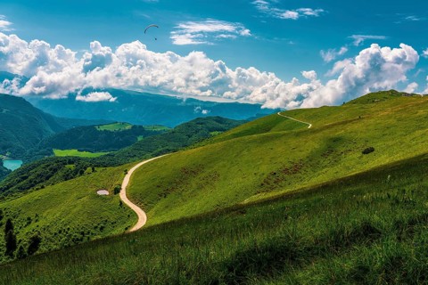 Hiking trail on Monte Baldo on Lake Garda in Italy