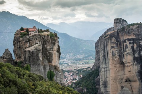Meteora in Greece. Meteora is the monasteries on the top of the rock towers. Greece, Meteora