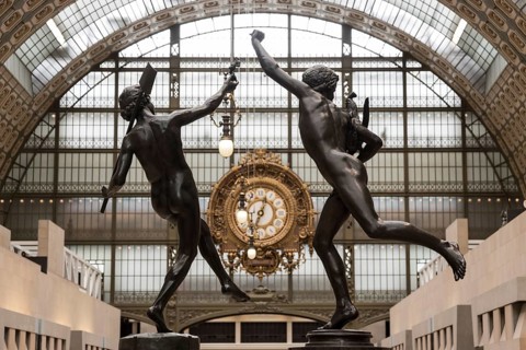 PARIS, FRANCE, MAY 29, 2022, Ornate clock at the main hall of famous museum d'Orsay in Paris,