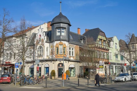 Paul-Emisch-Haus, residential and commercial building, Curtiusstraße, Lichterfelde,